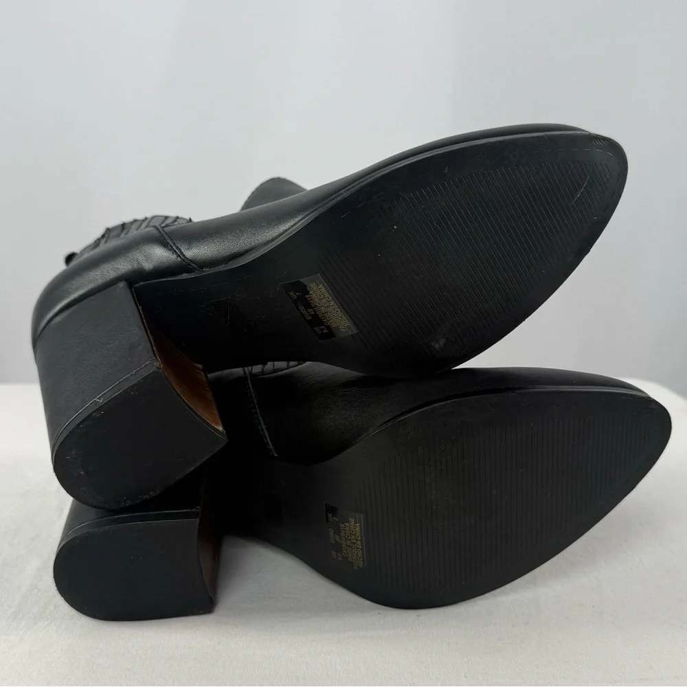 Kelsi Dagger Leather Pull‎ On Heeled Bootie in Black Size 9.5